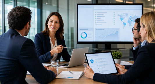 Data Protection Officer studying GDPR regulatory guidance in a professional UK compliance office setting