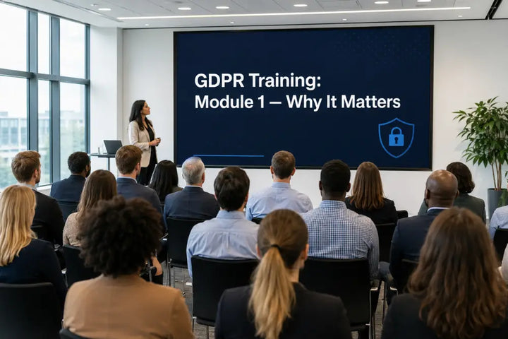 GDPR training for UK employees in a workplace session explaining why staff data protection awareness matters