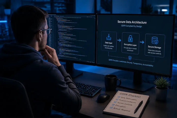 GDPR compliance for IT professionals with secure data architecture, encryption controls and privacy-by-design practices
